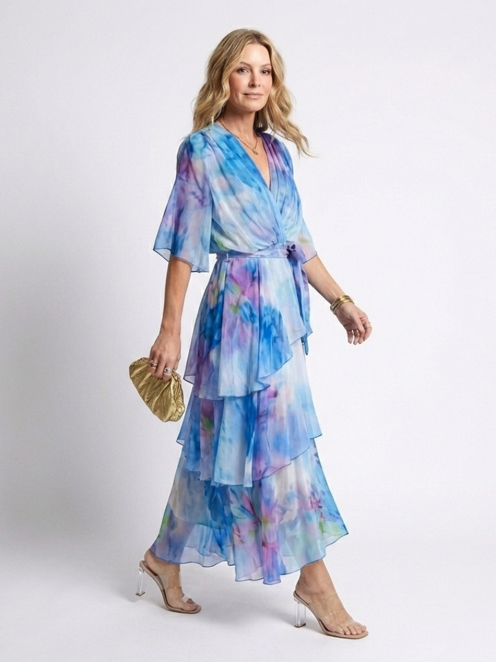 Celeste™ | Flowing Tie-Waist Maxi Dress