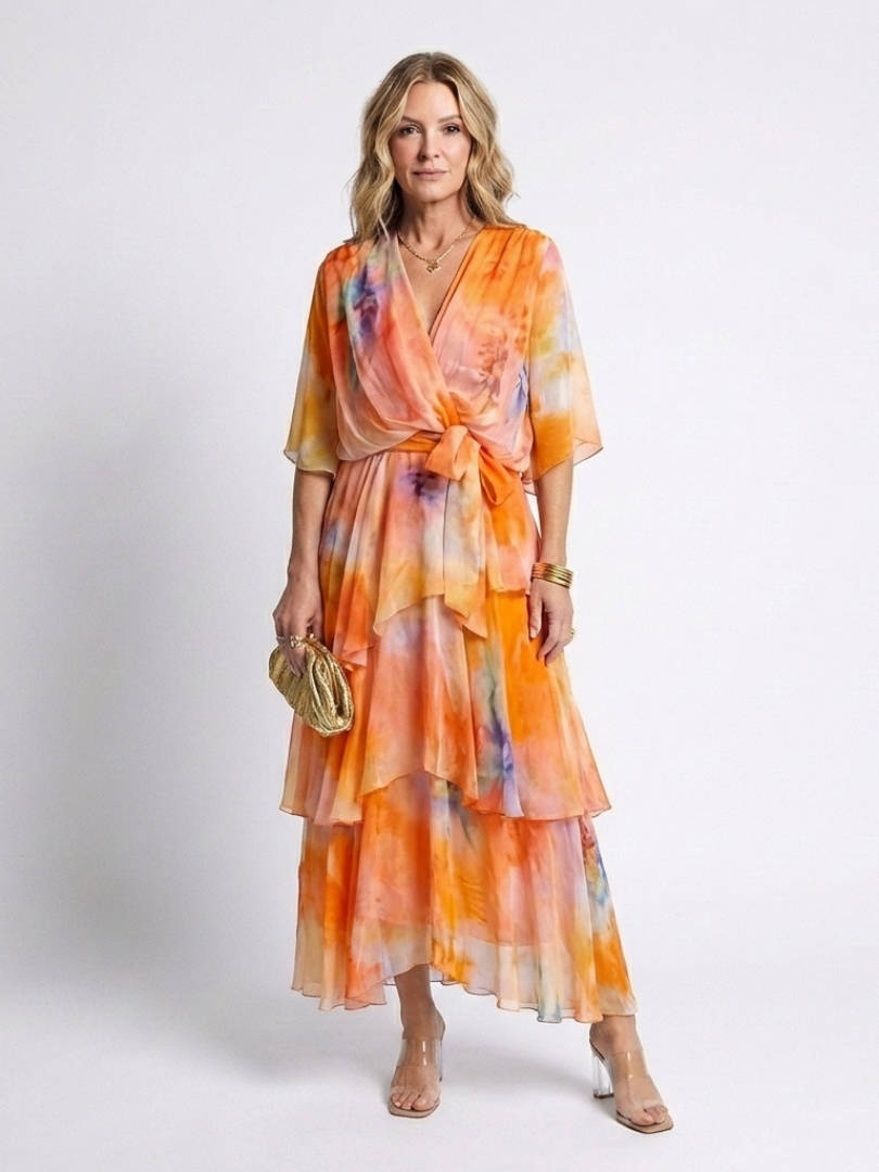 Celeste™ | Flowing Tie-Waist Maxi Dress