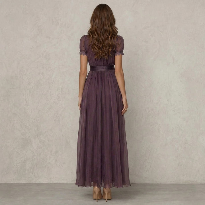Flavia | Long dress with lace neckline